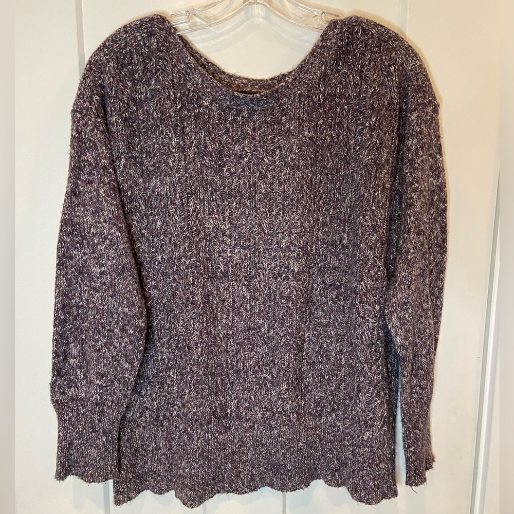 City Girl Country Girl Knit Pullover Purple Plum White Sweater Size Large